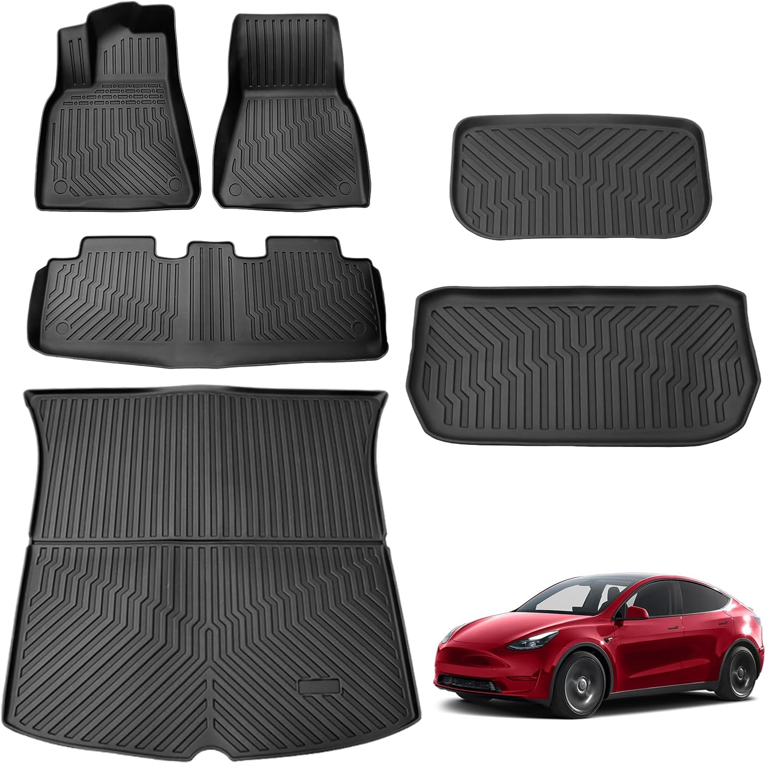 All Weather Floor Mats Cargo Liner 6PCS for 2020-2024 Tesla Model Y Mat 3D TPE Anti-Slip Waterproof Front Rear Trunk Cargo Liner Tray Mat All Weather Floor Mats Cargo Liner 6PCS for 2020-2024 Tesla Model Y Mat 3D TPE Anti-Slip Waterproof Front Rear Trunk Cargo Liner Tray Mat