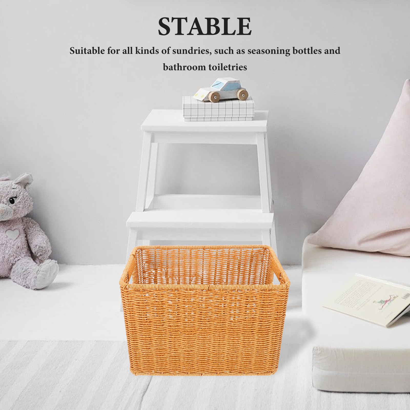 Cesta Rectangular de Almacenamiento Hogar de Plástico, Color Caqui