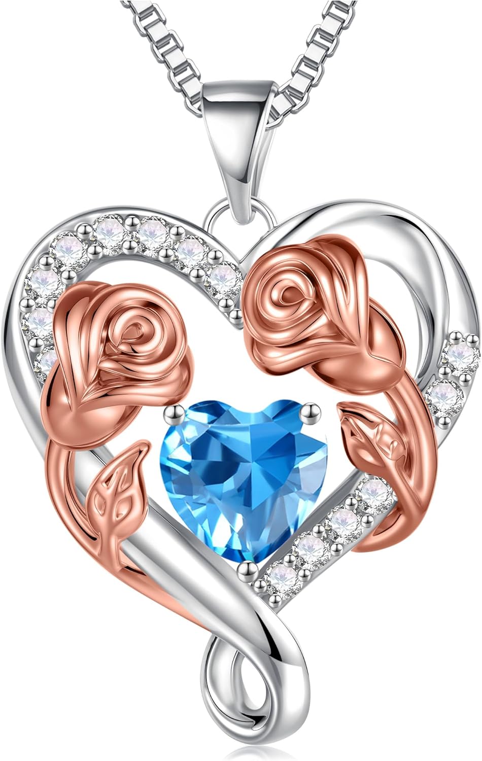 JKK Valentines Day Gifts for Her - S925 Sterling Silver 12 Month Birthstone Necklaces Mothers Day Birthday Christmas Gifts for Women Wife Mom