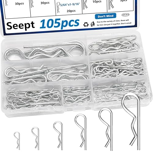 Pasadores de chaveta de tractor de 6 tamaños con placa de zinc, pasador de chaveta utilizado para sistema de bloqueo de pasador de enganche,