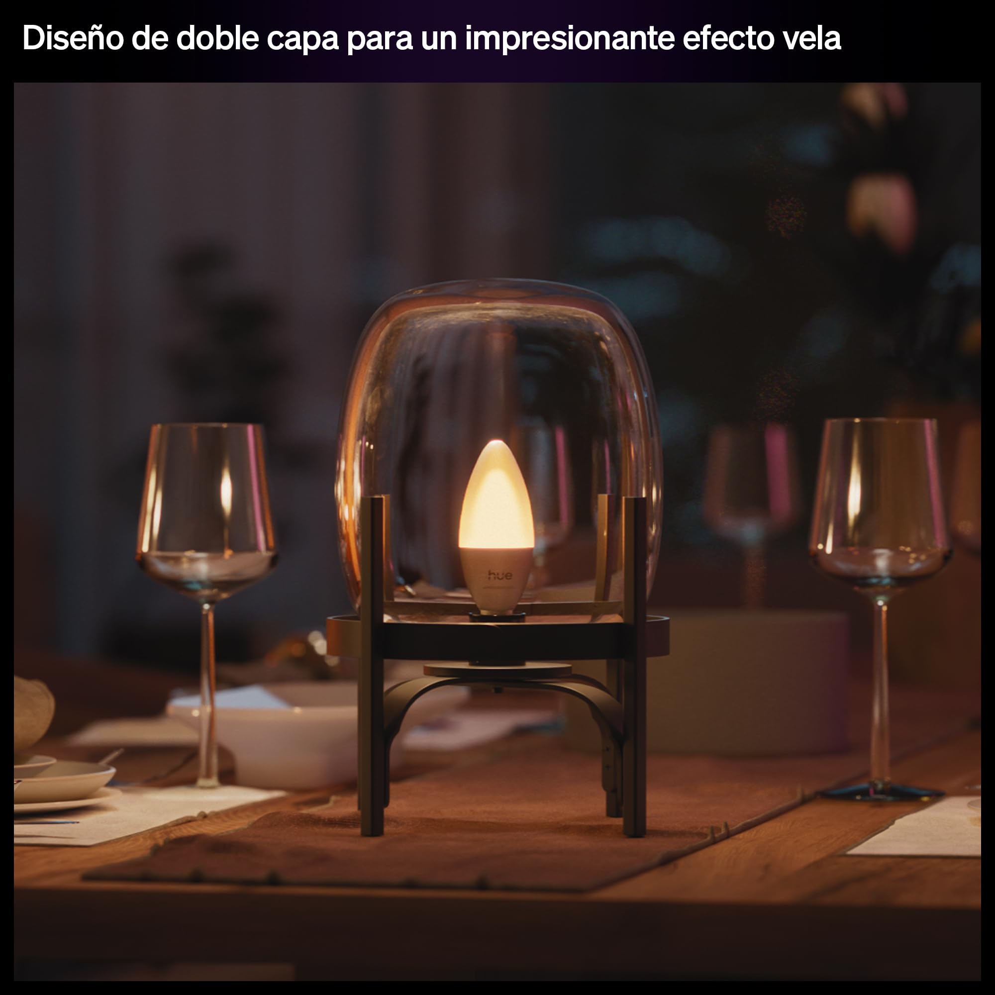 Philips Hue Bombilla LED inteligente E14 Vela, B39, 1 Ud, White and Color Ambiance, Luz de Espectro Completo 1000 K-20000 K, 500 lm, Regulación Ultrabaja, Chromasync, Alexa, Google Home, Apple Home