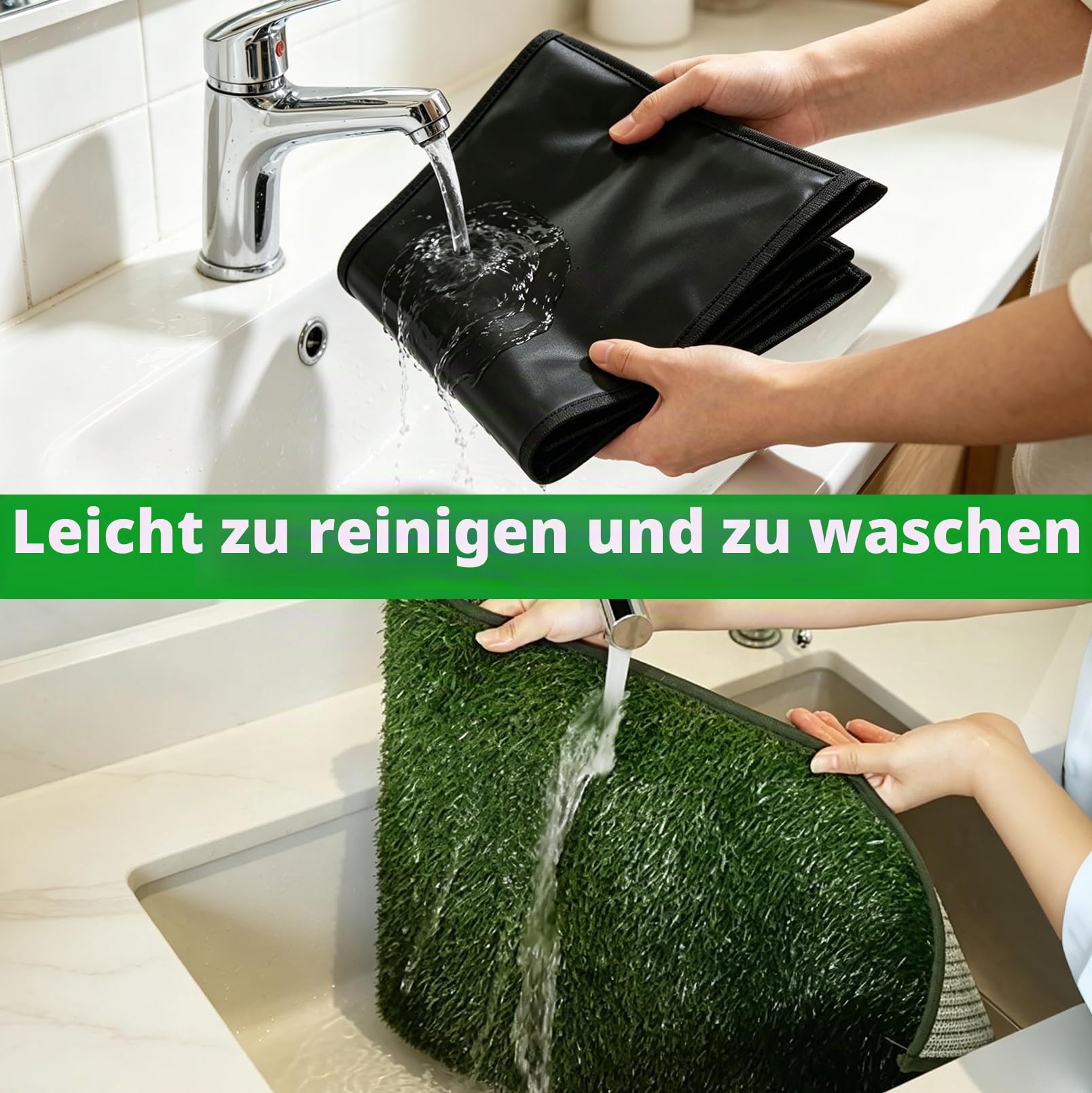 Hundetoilette mit Tablett,Faltbar Hundeklo Kunstrasen,Auslaufsicher Tragbar