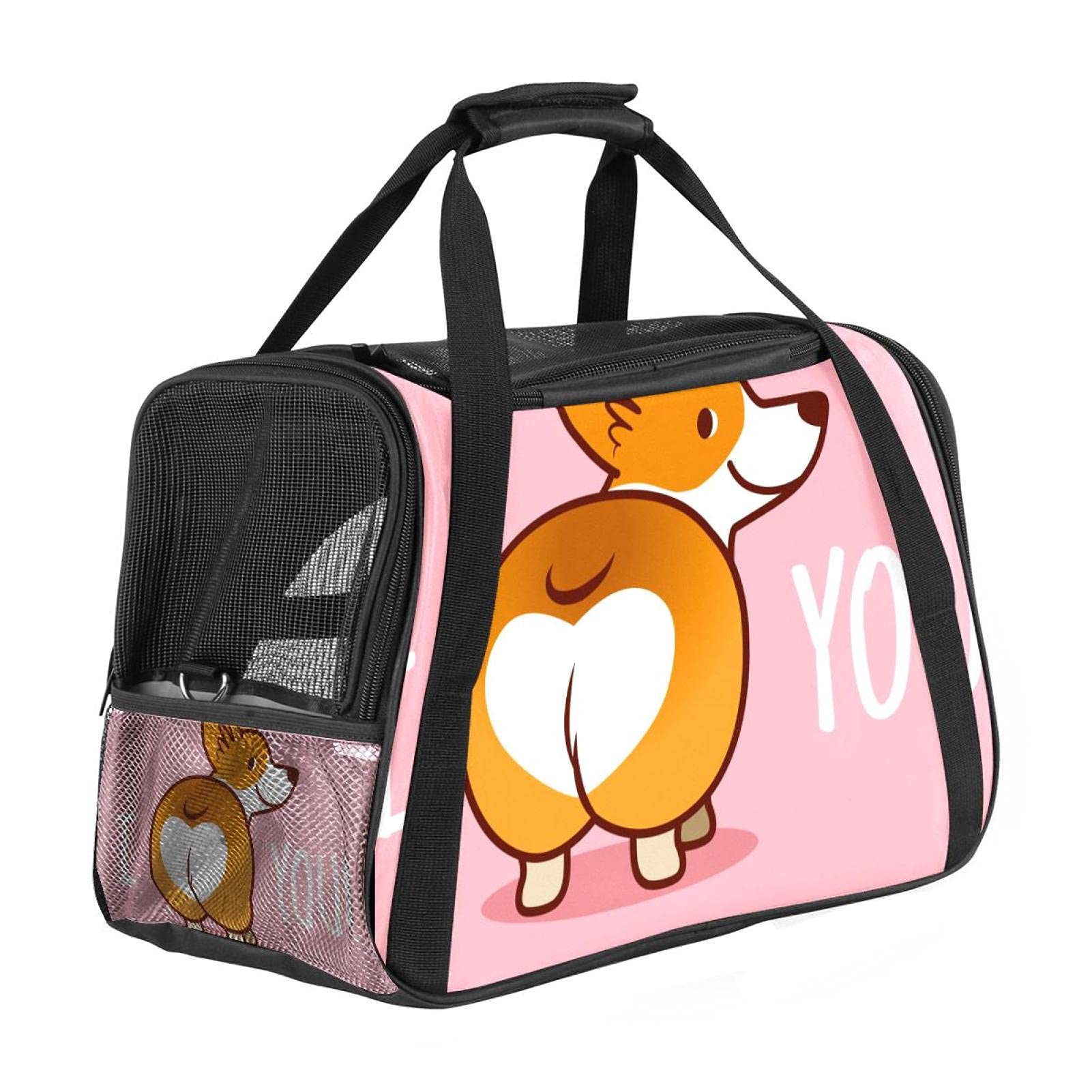 Sac de transport pour chat et chien portable imprimé rose approuvé par avion