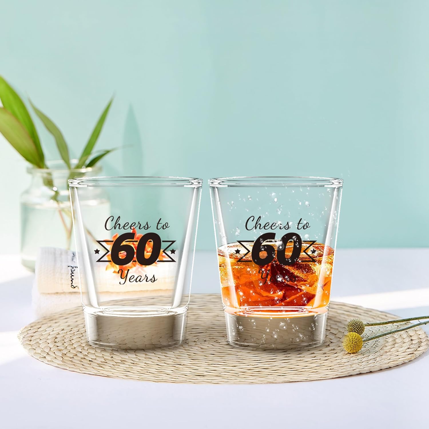 3 PCS 60th Birthday Shot Glasses Set for Party Supplies, Cheers to 60 Years