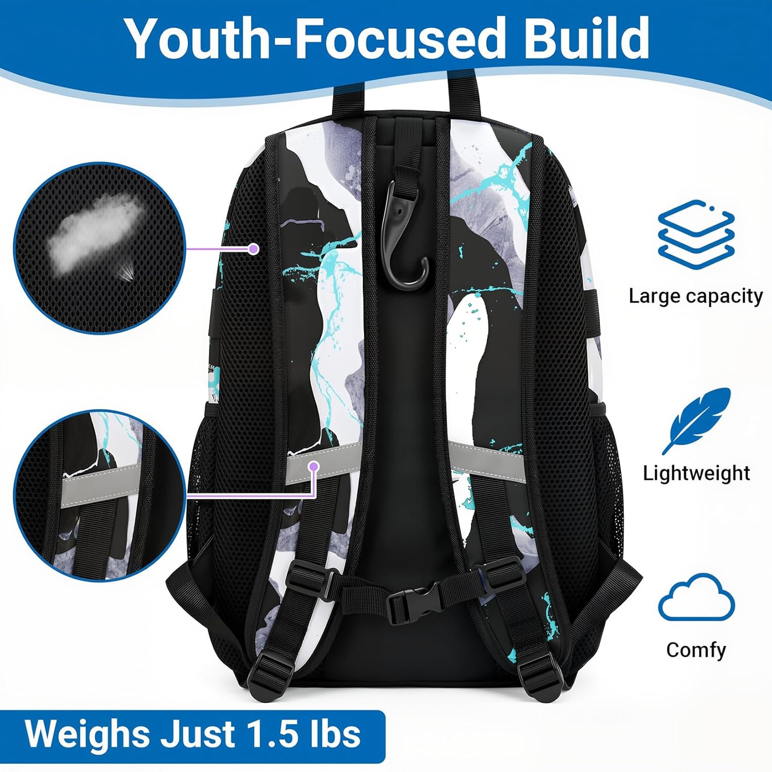 Youth Baseball Bag - Softball Bag for Girls & Boys with Shoes Compartment, Bat Backpack for Baseball, T-Ball & Softball Equipment - Image 4