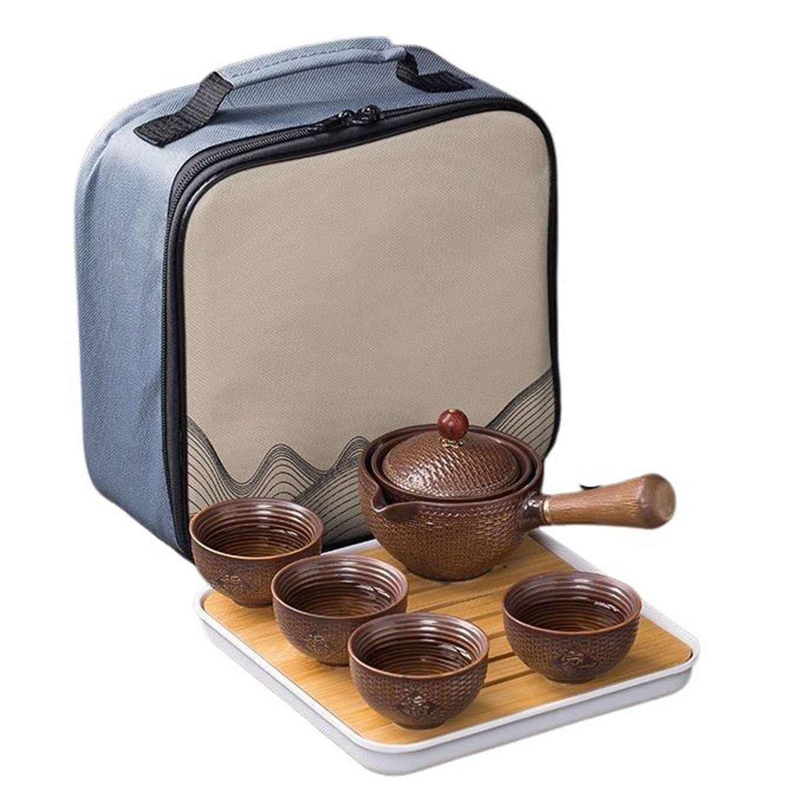 GTHTUHFD Portable Teapot Travel Tea Set, Porcelain Japanese Kung Fu Tea Set, Chinese Gongfu Tea Set, Teapot, Teacups And Tray-E-Whole Set,K-whole set