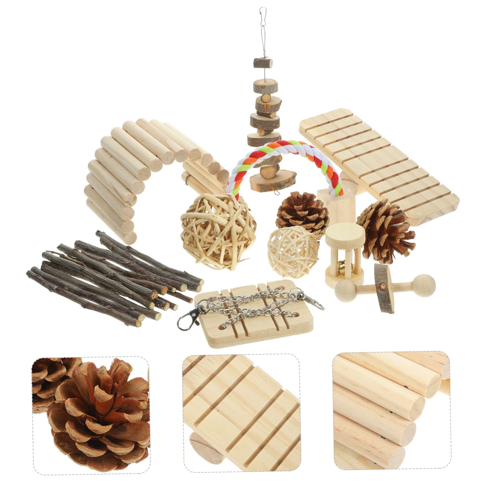 POPETPOP Holz-Hamster-wippe Kauspielzeug Naturholz Kleintier-schaukelspielzeug Beißspielzeug für Hamster Rennmäuse und Mäuse ohne Farbe oder Klebstoff