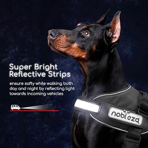 Miniatura 3 de Nobleza Arnés de chaleco para perro, arnés reflectante sin tirones con asa y acolchado suave, arnés ajustable de fácil agarre para perros con velcro