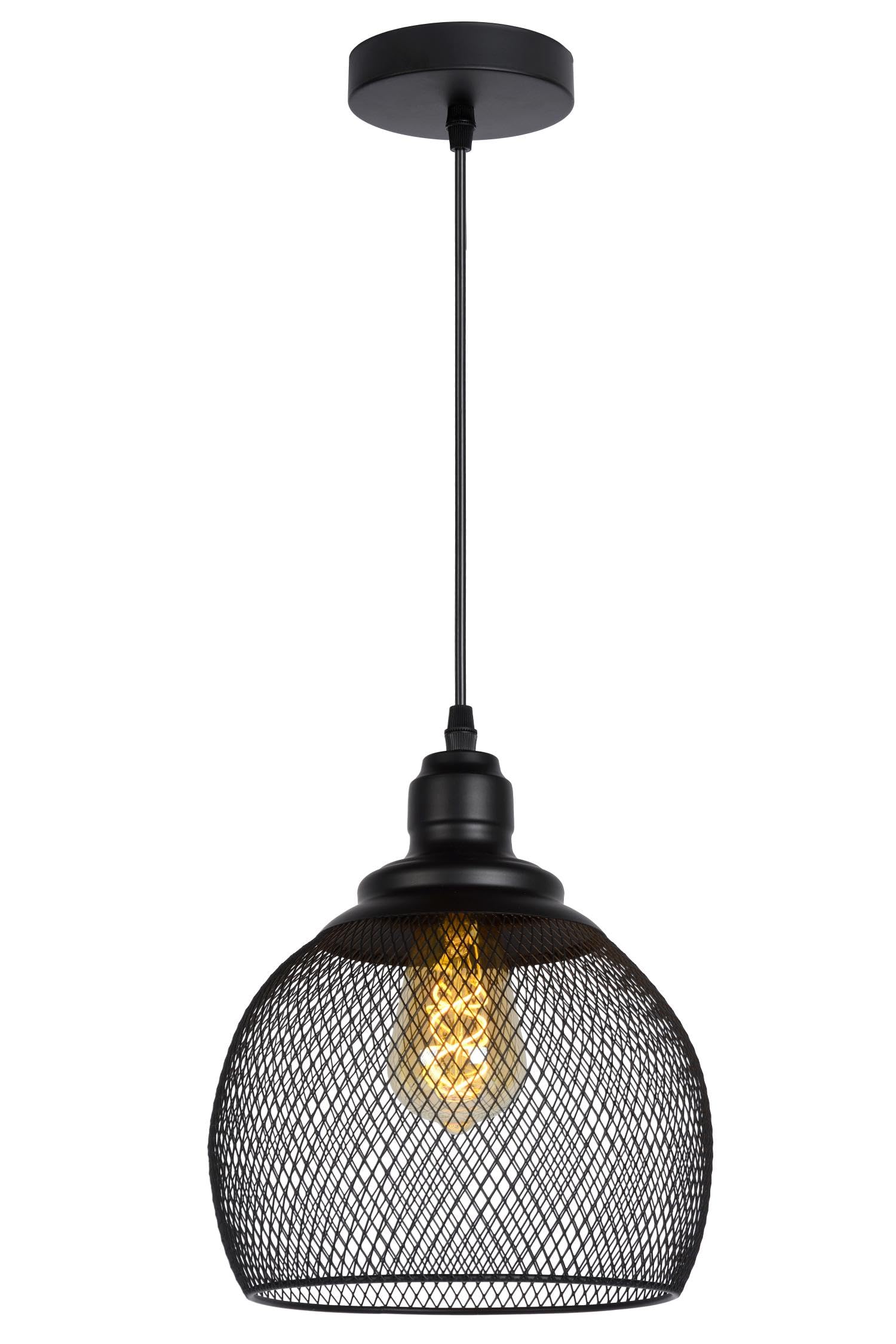 Lucide Mesh Pendant Light, 1-Bulb, Black, Ø 22 Cm