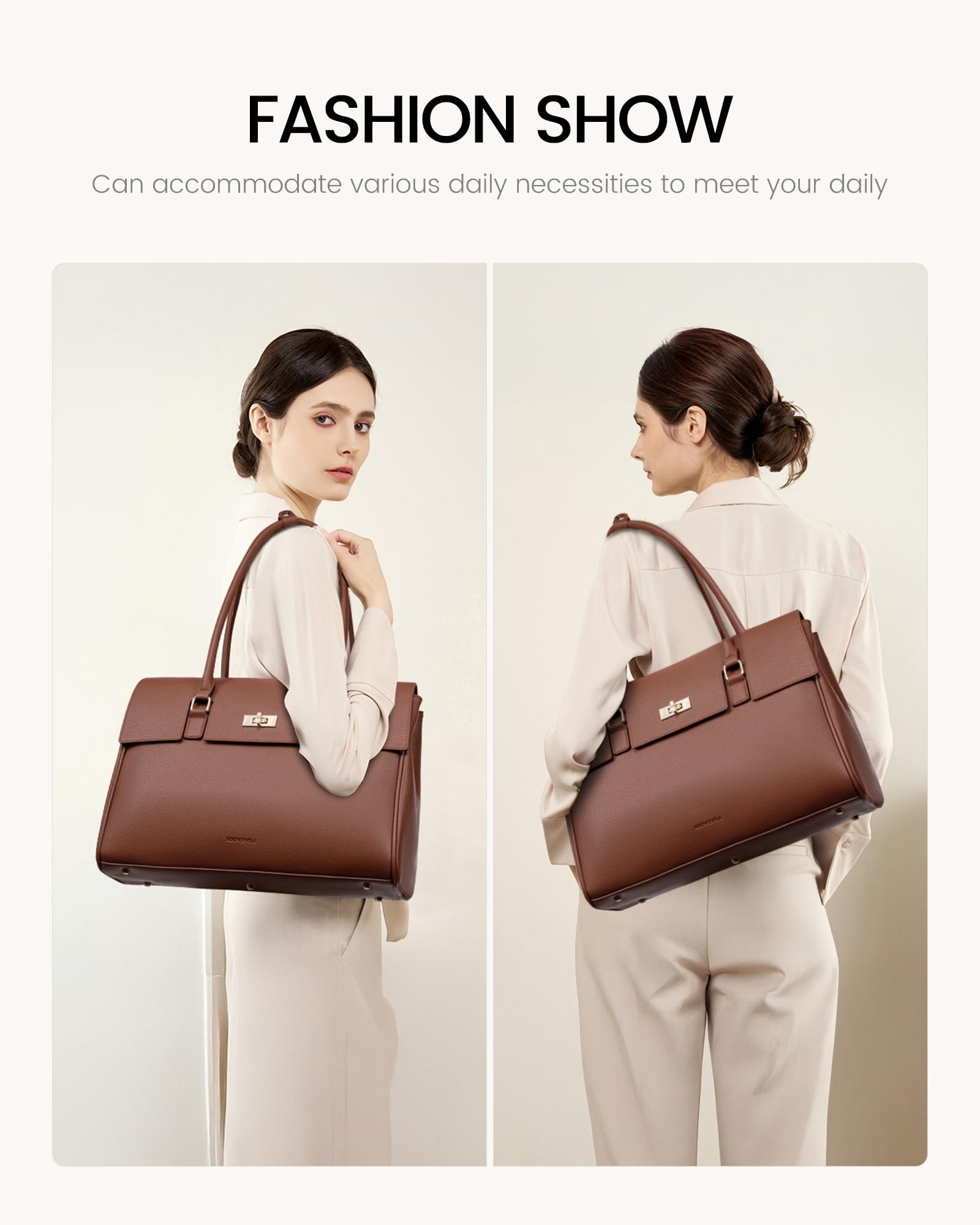LOVEVOOK Laptop Bag for Women Work Tote 16 Inch Briefcase Messenger Bag Waterproof Business Office Professional Large Capacity Handbag Shoulder Bag,Brown