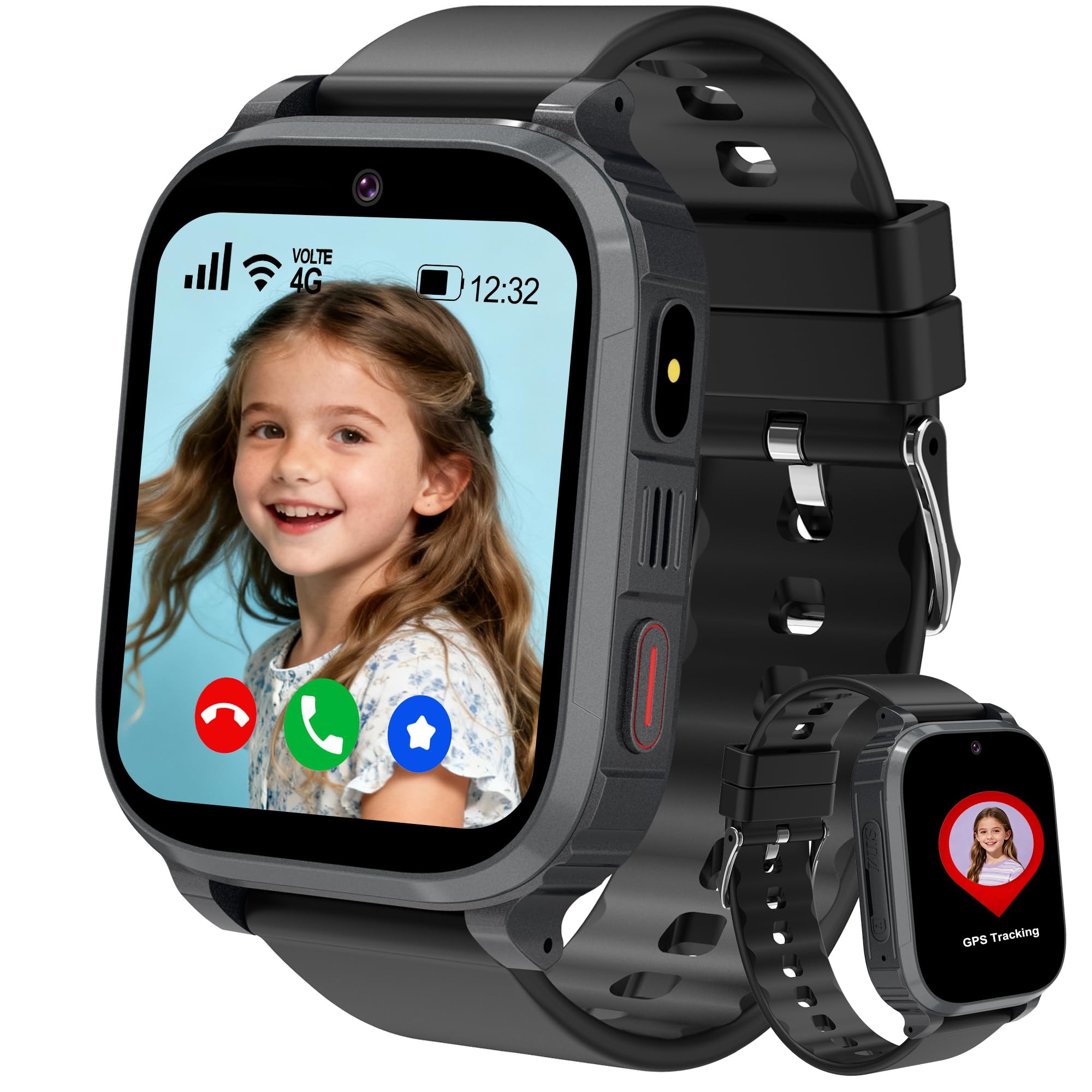 4G Smart Watch Child, GPS Watch Children with WiFi Video Call IP68 SOS Voice Chat Waterproof Phone Class Mode Game Alarm Clock, Smartwatch Children Gift Girl Student