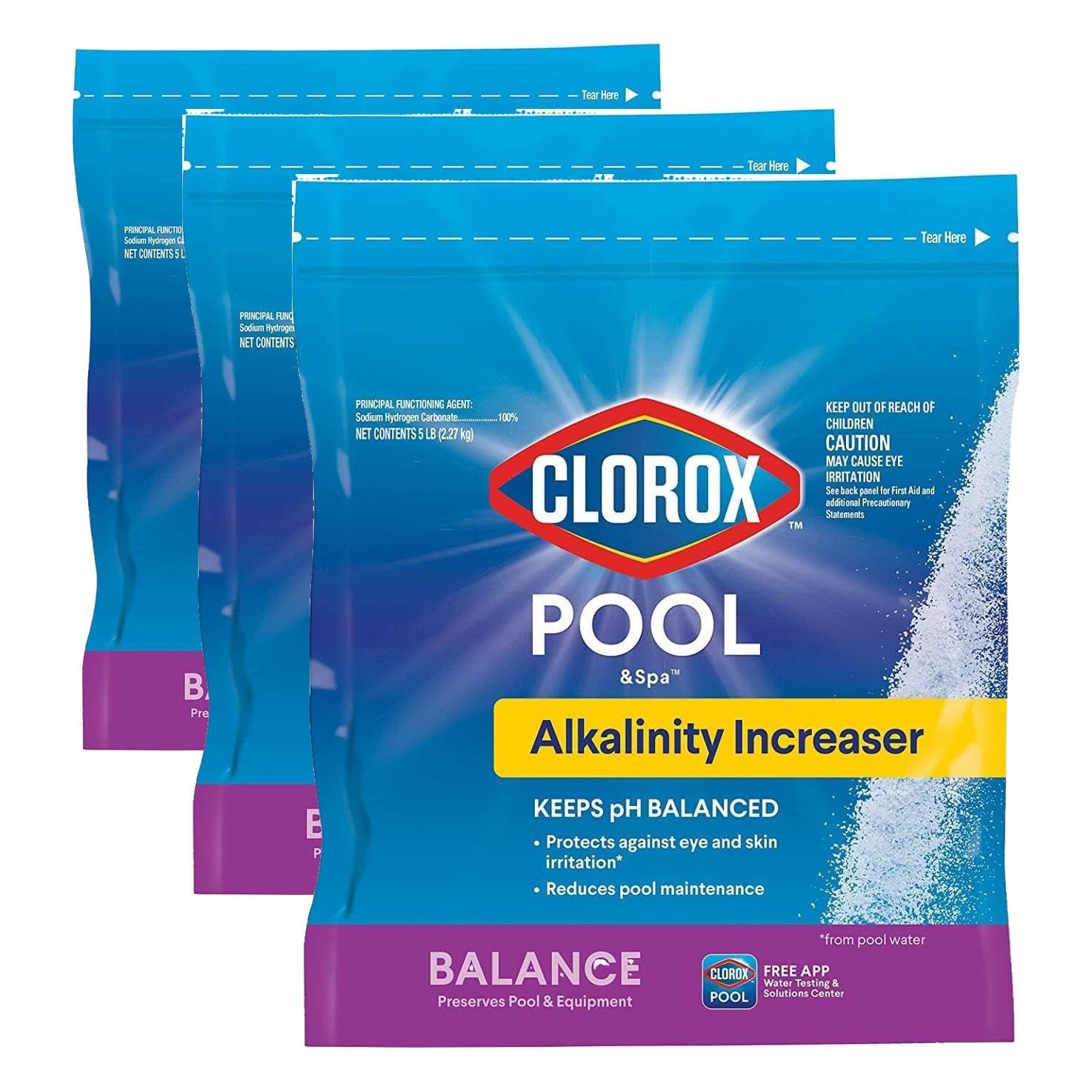Clorox® Pool&amp;Spa™ Swimming Pool Alkalinity Increaser, Keeps pH Balanced, 5LB (Pack of 3)