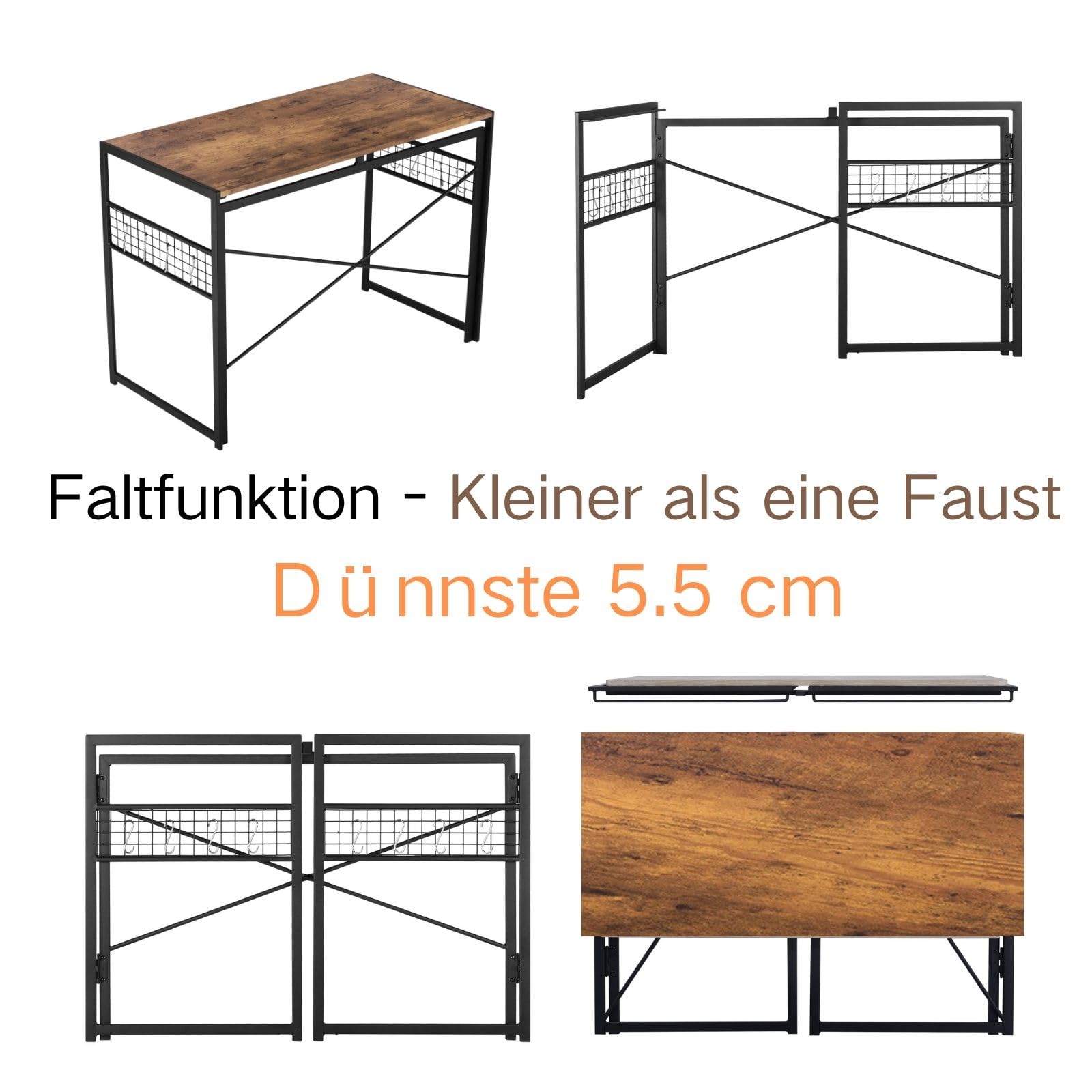 FurnitureR Zeichentisch faltbar 100x50cm - Künstler Tisch mit Neigungsfunktion? Nein! Stattdessen: Stahlrahmen + 8 Haken für Pinsel/Eimer, 50kg, 5,5cm flach