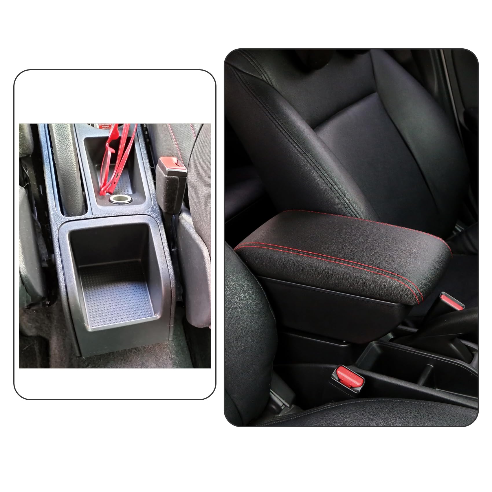 YJYWZH Compatible with SEAT Ibiza 6F Armlehnen 2017-2024 Mk5 Auto Mittelkonsole Aufbewahrungsbox Armlehne Innenausstattung Armauflage Leder Armstutze