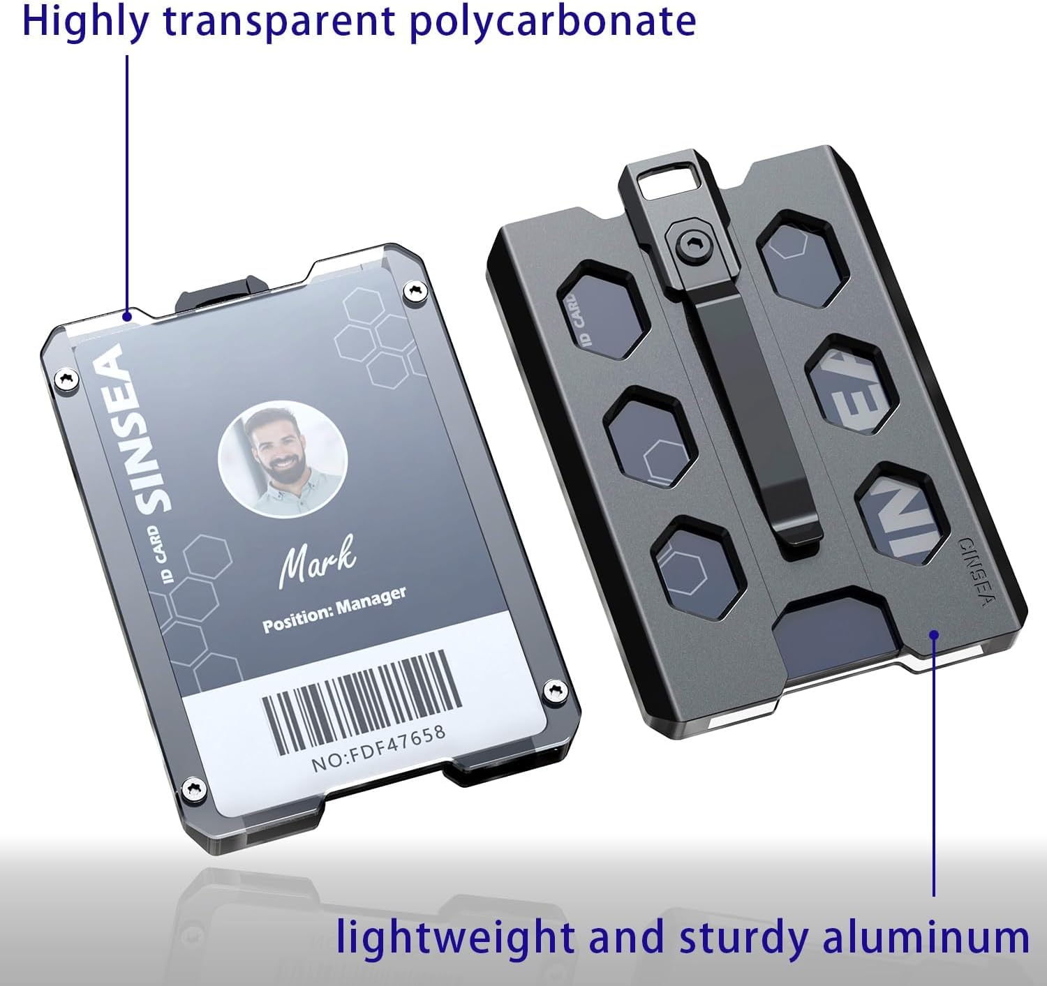 Aluminum Badge Holder, Metal ID Badge Holder with Lanyard, Portable Wallet with Clip, 4 Cards Storable for Business Office Work Police Outdoor Gift