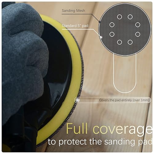 Miniatura 8 de Malla de lijado de 5 pulgadas  Discos de lijado de micro malla con velcro  Papel de lija de red sin polvo  Paquete de 50 unidades de grano 180