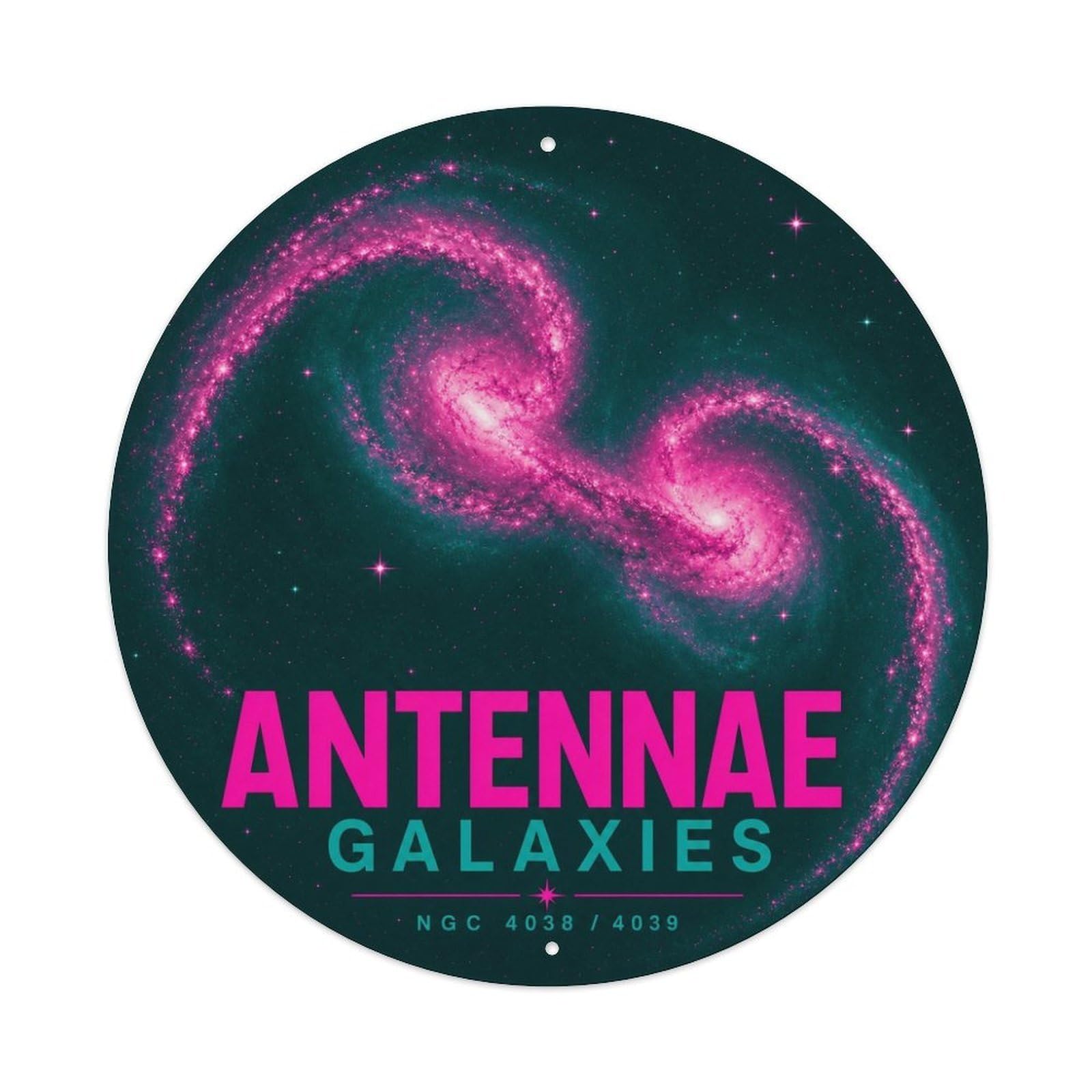 Cosmic Antennae Galaxies Celestial Deep Space Astral Metal Tin Sign Plaque Wall Decor for Cafe, Man Cave, Club Bar, Office, Home Garden Round Metal Poster 8x8Inch