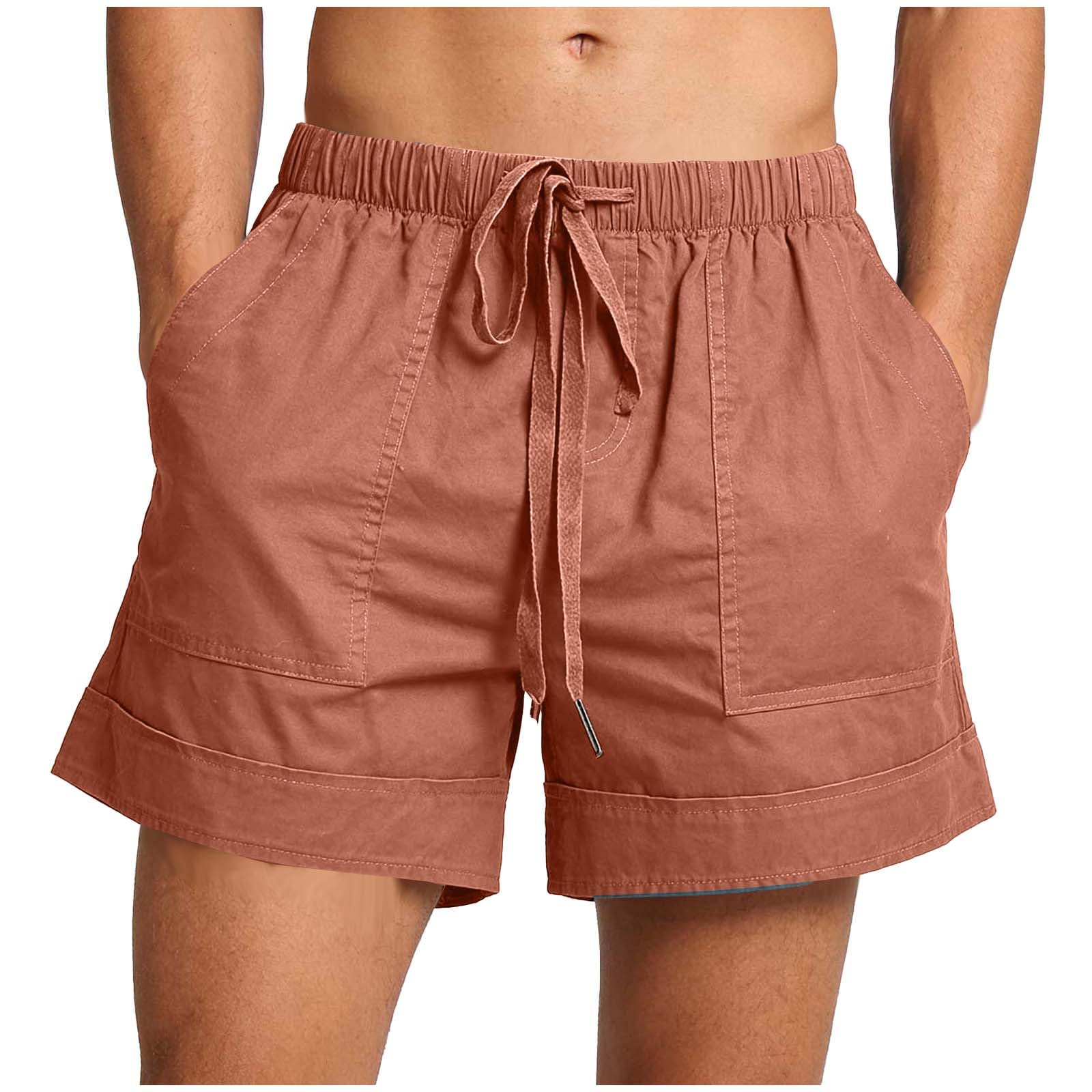 Shorts Herren Sommer Kurze Hosen Casual Outdoorshorts Laufshorts Große Größen Herrenshorts mit Kordelzug Strandshorts Männer Freizeitshorts Wandershorts Sporthose Wassermelonenrot M