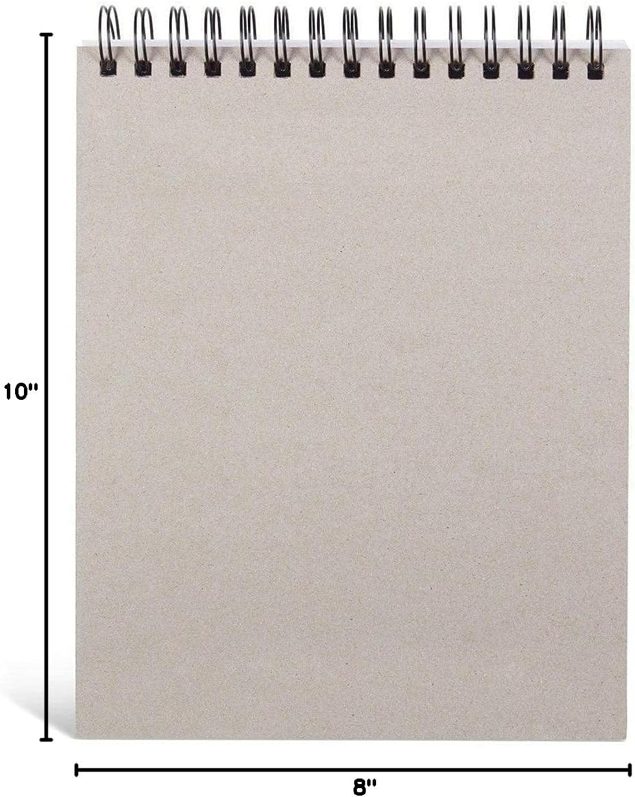 KINGART Drawing Paper Pad Set – 8x10 Inch, 2-Pack – 75 Sheets Each (70 lb / 110 GSM), Finely Textured Acid-Free Paper – Top Spiral-Bound Sketchbooks