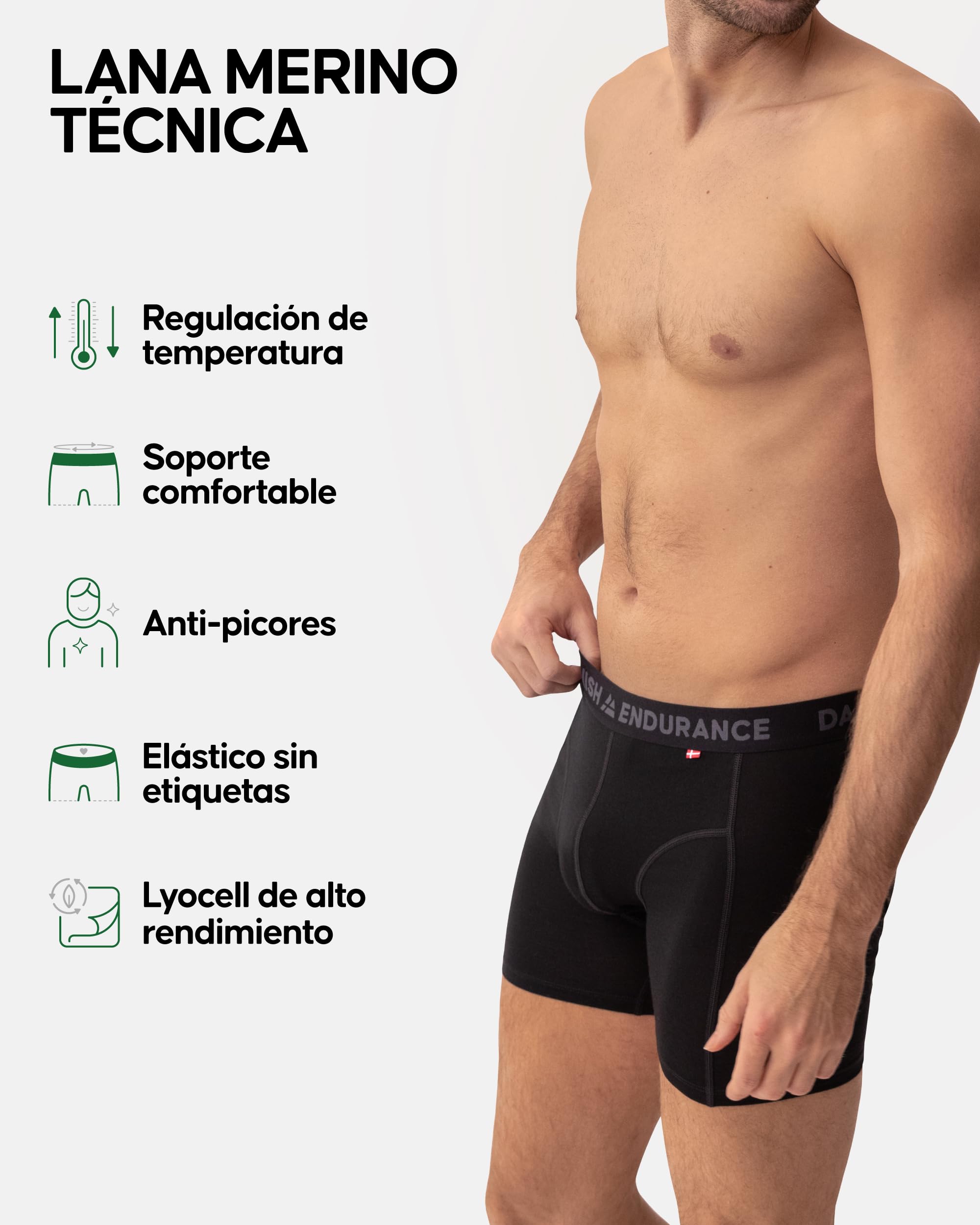 DANISH ENDURANCE Boxer de Lana Merino Hombre, Transpirables, 1 y 2 Pack