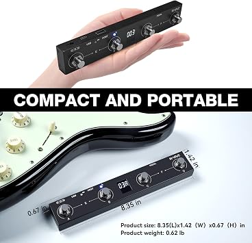 M-VAVE Chocolate Plus Wireless Page Turner Pedal MIDI Foot Controller 4 Buttons BT Rechargeable External Pedal for Loop Pedal Tuner Switching Control