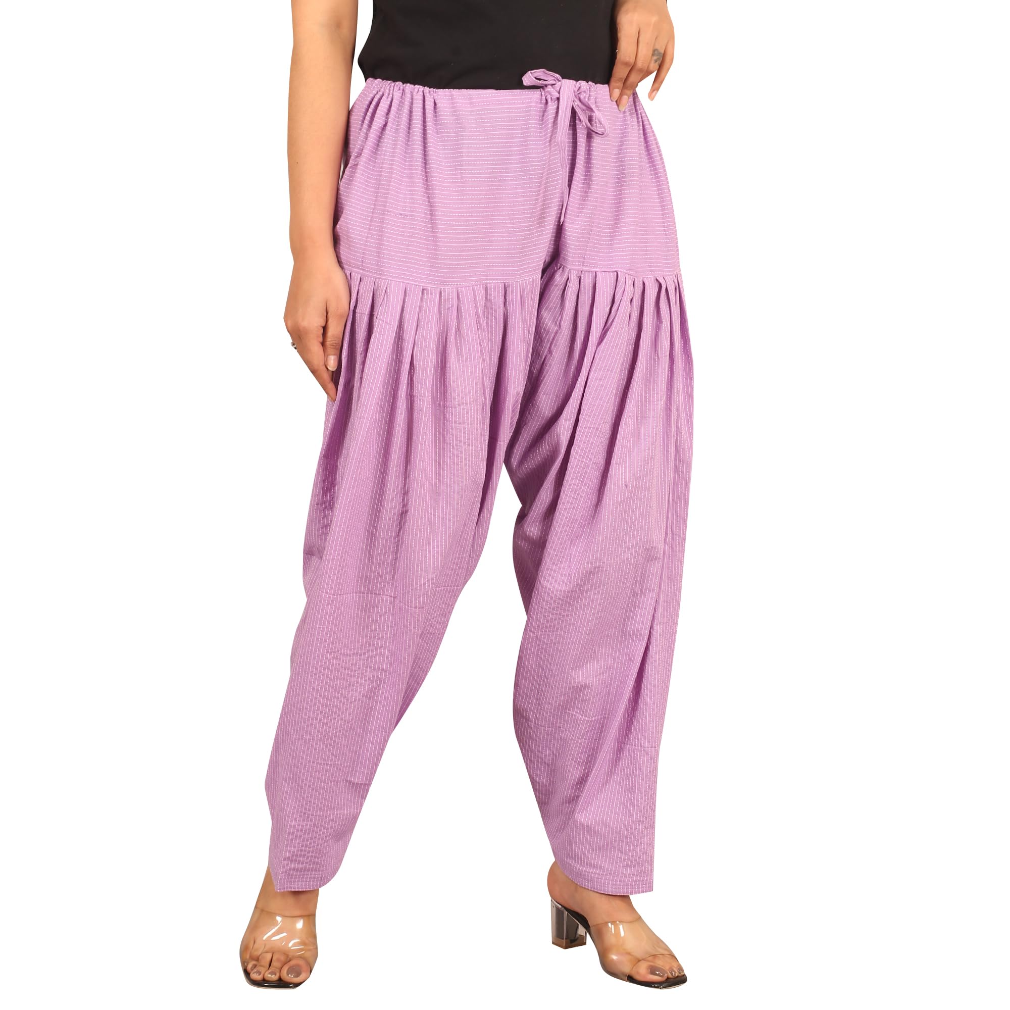 nobhob Woman's Plain Cotton Dora Print Salwar|| Free Size || Plain Printed Patiala || Semi Patiala ||Printed Patiyala-picture-31