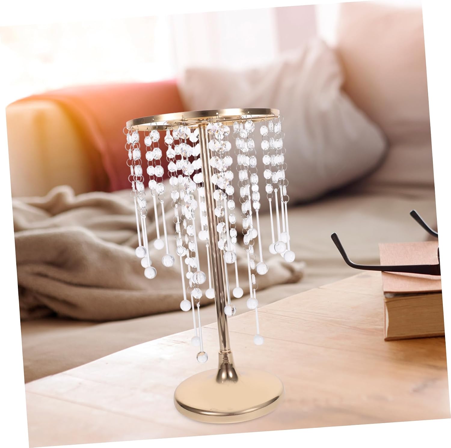 Wedding Centerpiece Metal Vase with Chandelier Crystals Unique Flower Stand for Elegant Wedding Decor Height for Events for Home Party Decorations