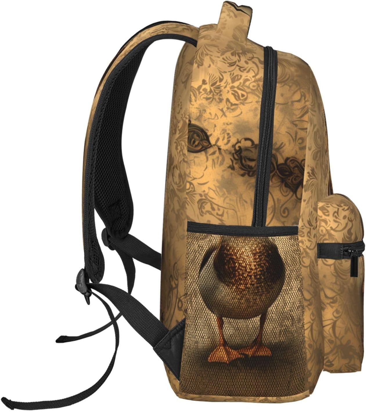 Vintage Duck Backpack for School, Work, Camping, Lightweight Travel Daypack with Multi-Pocket Storage, Adjustable Shoulder Straps Bookbag, 11.4×5.9×15.7in, Boys Girls Women Gifts Backpacks