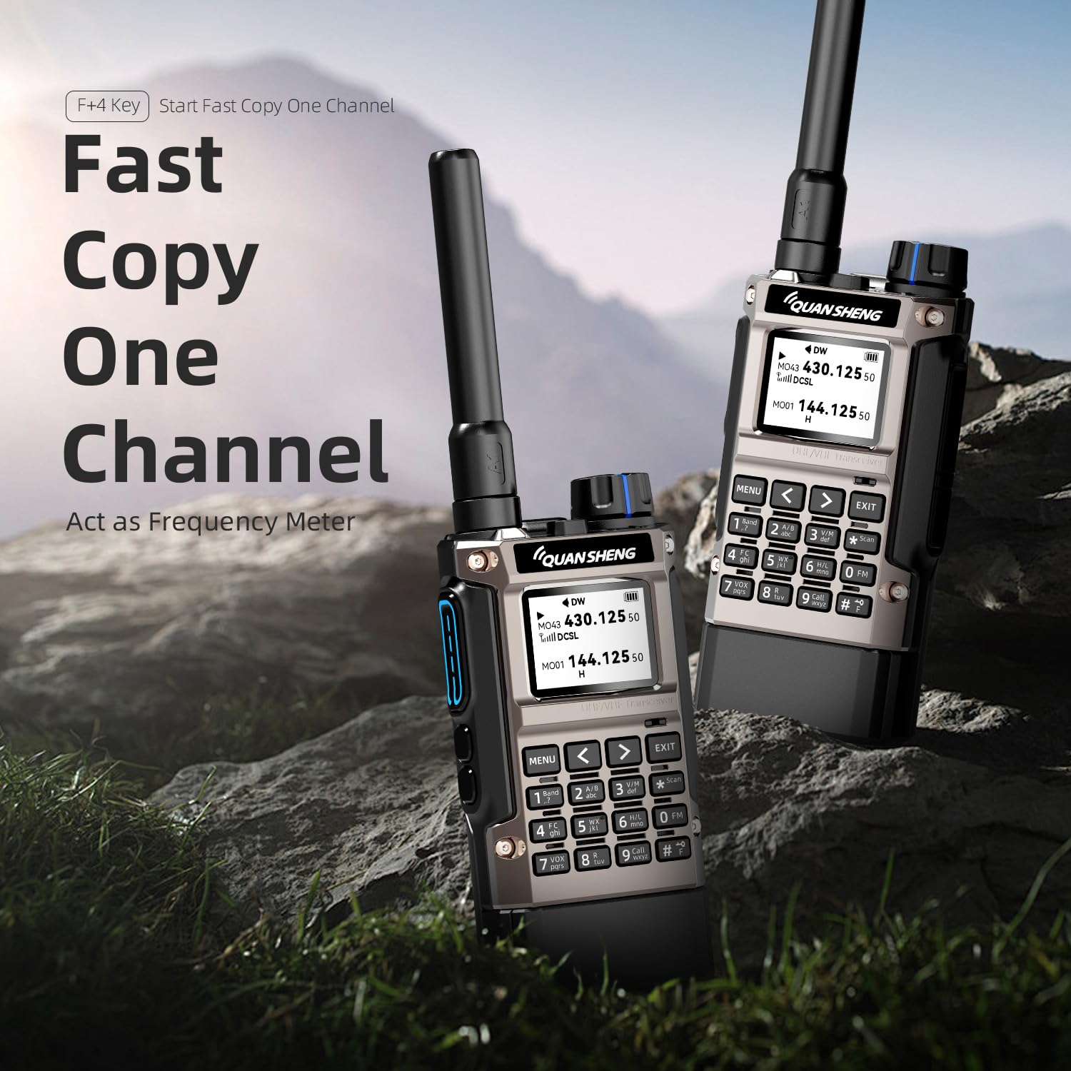 QUANSHENG Breitbandradio UV-K1 (8) Walkie Talkie Handheld Ham Radio, 2500mAh, Akku mit hoher Kapazität, 50-600MHz, Full Band Empfänger, Air Band, One Key Frequency Match, Wireless Copy, NOAA