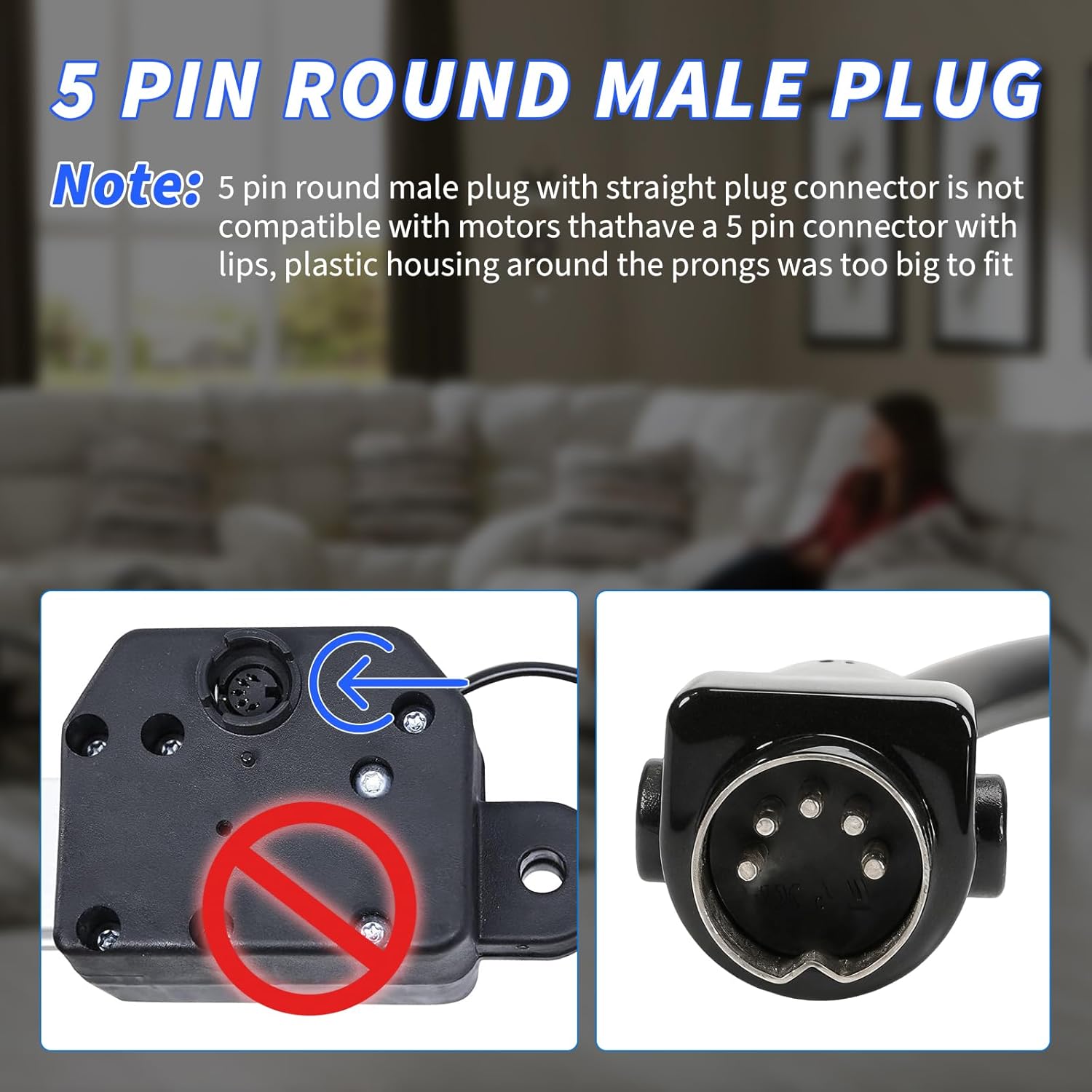 MLSK89-A2 6 Button 5 Pin Prong Remote Controller w/USB & Backlit Compatible with Catnapper Lift Chair, Electric Recliner and Sectionals, Hand Control Handset (Black) for Power Recliner