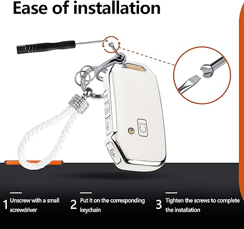 Miniatura 6 de Funda para llavero Kia con llavero de diamante, funda de TPU suave compatible con Cerato Ceed Forte NIRO Sorento Seltos Soul Telluride Remote Smart