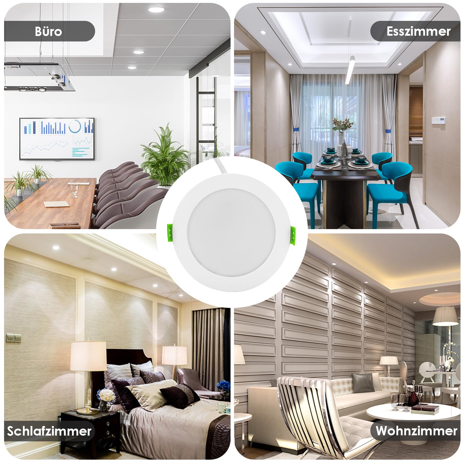 LED Einbaustrahler 230V Dimmbar, 7W 6er Set Einbauleuchten Deckenspots Deckenstrahler Lochöffnung Ø 85-100 mm, IP44 Ultra Flach LED Spots für Badezimmer Wohnzimmer