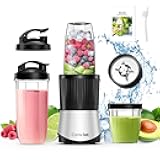 Consciot CB08 11-Piece Blender for Kitchen and Personal Size, Blend Shakes and Smoothies, Frozen Drinks, Baby Food, Spreads & More, 3 Portable To-Go Cups & 2 Spout Lids & 1 Solid Lid, 900 Peak Watts