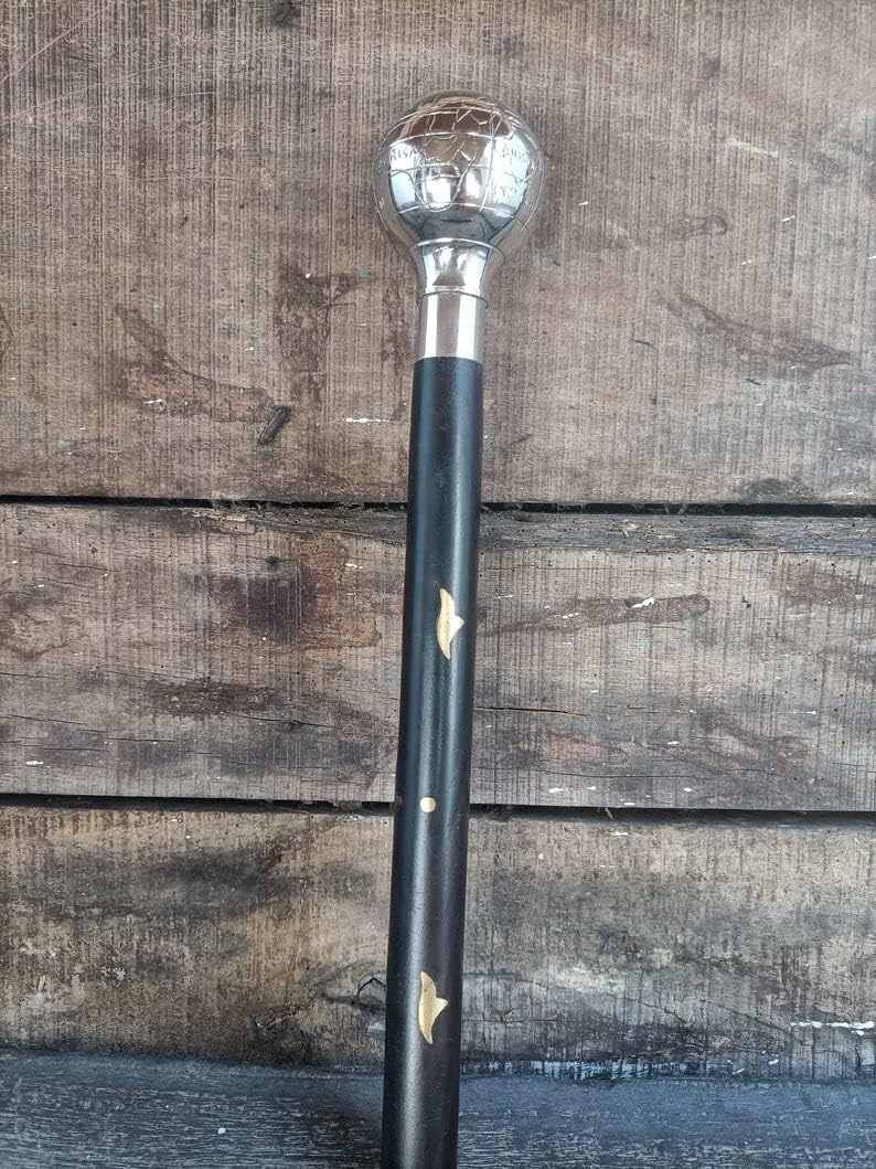 Brass Globe Handle Walking Stick with 3 Foldable Wooden Walking Stick Elegant Look Walking Stick Cane Decorative Walking Stick Excellent Item for Senior by The Historical HUB : Clothing, Shoes & Jewelry