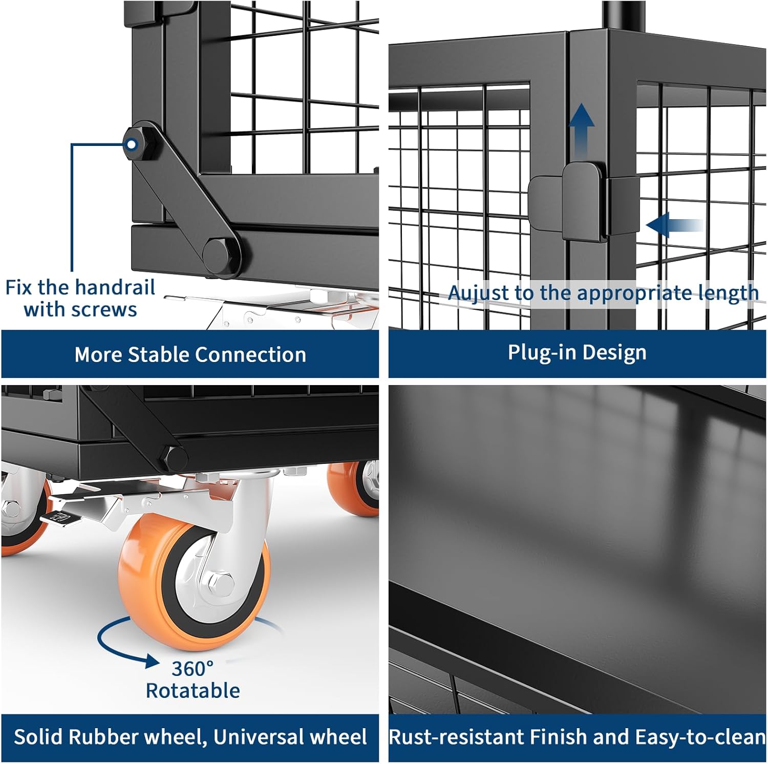 6 in 1 Foldable Platform Truck Cart with Cage, 1800Lbs Capacity Heavy Duty Push Cart Dolly, Moving Flatbed Hand Truck Dolly Cart Multipurpose for Grocery, Laundry, Garage, Warehouse, Black and Red
