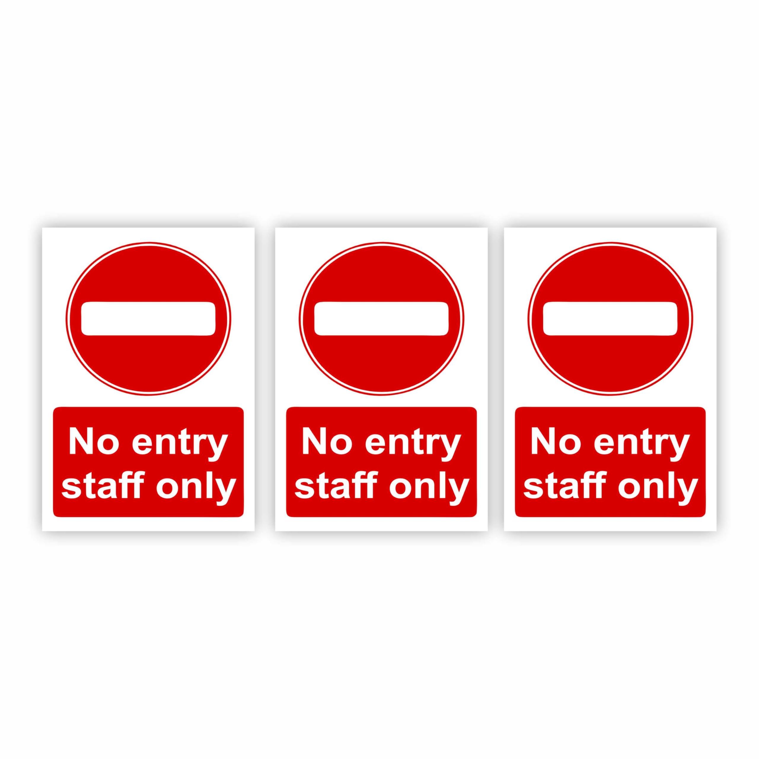 Conjured Red No Entry Staff Only Signs/Self-Adhesive Stickers / 70X100mm 3 Pack/Premium Gloss Finish/Weatherproof/No Entry Signs
