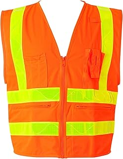 Kishigo 1198 Polyester Multi Function Multi Zipper Vest, 3X-Large, Orange