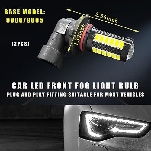 Miniatura 2 de 2 bombillas LED antiniebla 9005 9006, 6500K 12V Plug and Play, bombillas LED de potencia súper brillante de 1500 lúmenes, accesorios de repuesto de