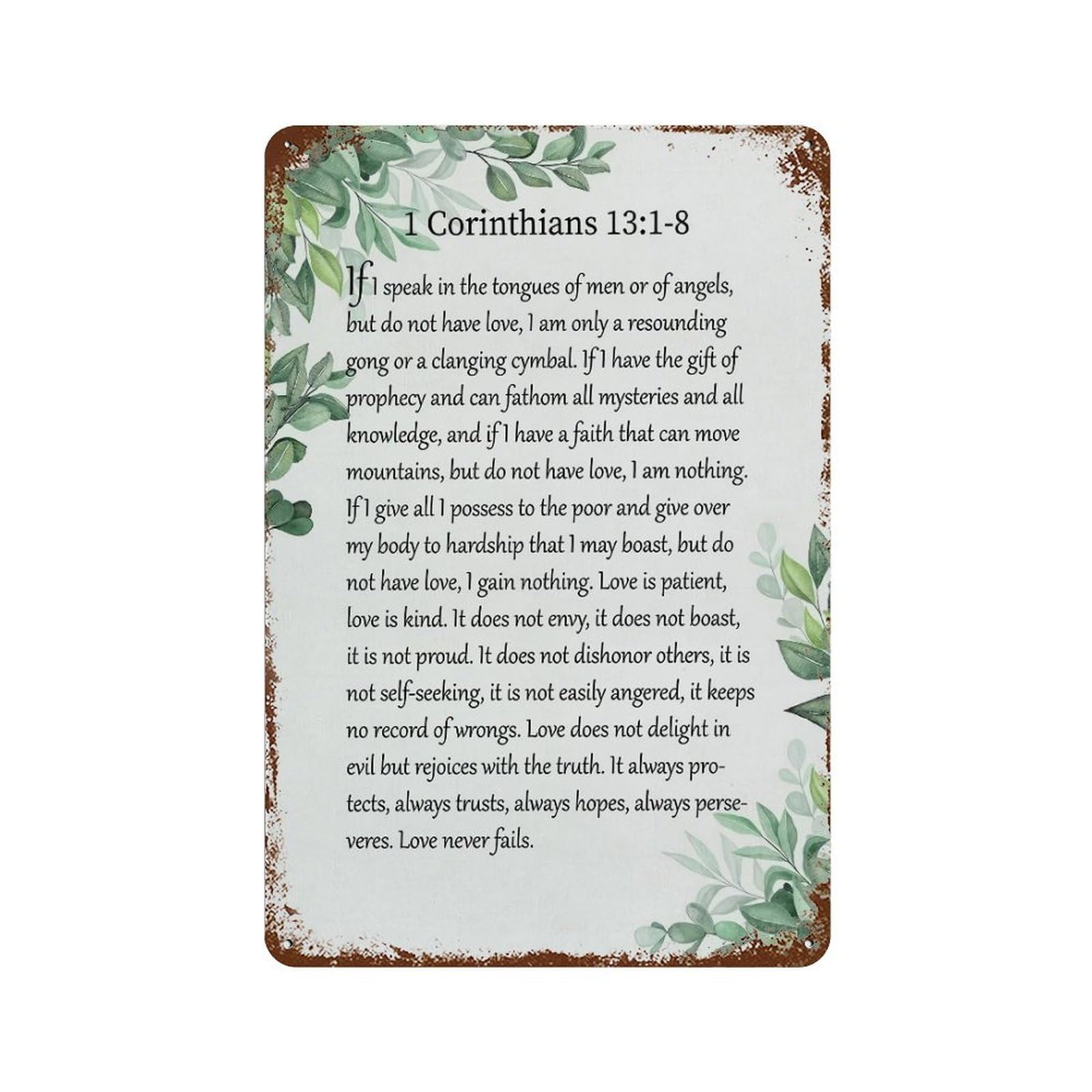 xiaoxiaoshen 1 Corinthians 13 1 Scripture Quote Wall Decor Art Metal Tin Poster Modern Home Decor Art Home Bar Shop Decorations Vintage Sign 30x20cm