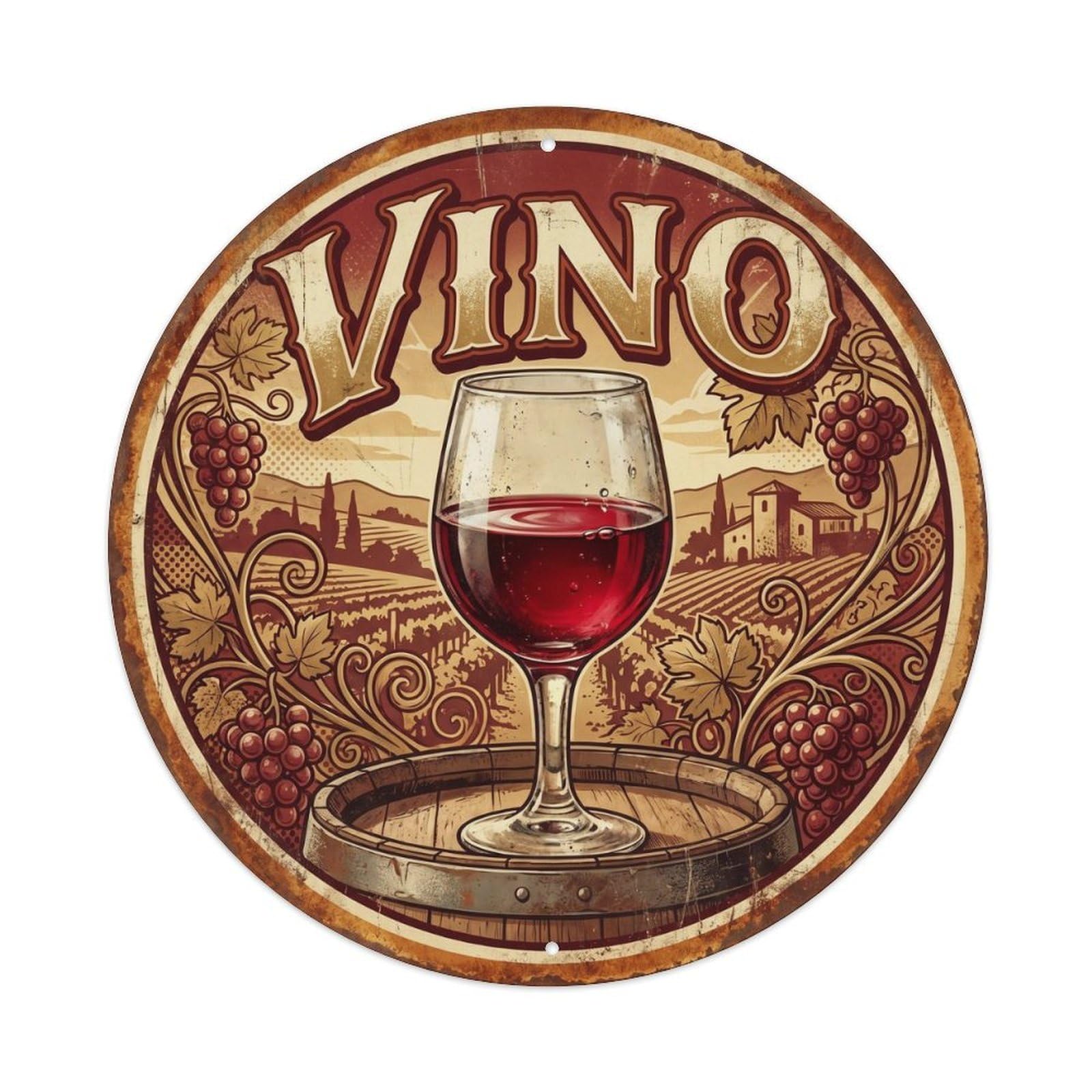 Winery Culture Vineyard Old World Wine Roadside Diner Metal Tin Sign
