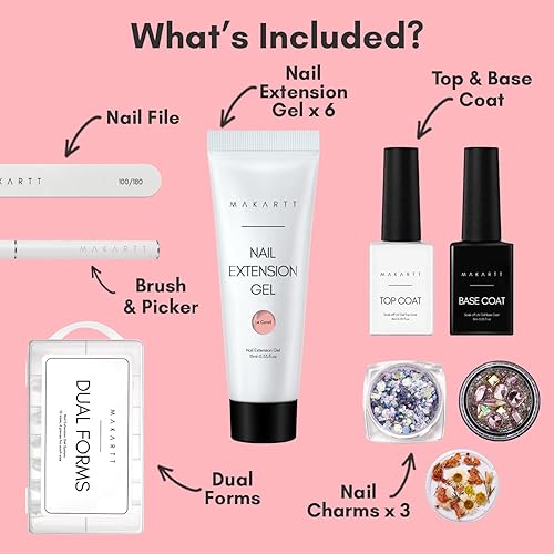 Miniatura 2 de Makartt Kit de gel de uñas de polietileno, kit de gel de uñas de color rosa transparente, kit de gel de extensión de uñas de polivinílico, juego de