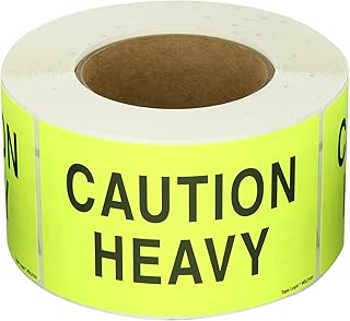 Aviditi Tape Logic 3" x 5","Caution Heavy" Fluorescent Yellow Warning Sticker, for Shipping, Handling, Packing, and Moving (1 Roll of 500 Labels)