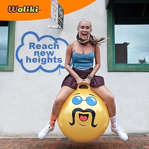 Miniatura 5 de Pelota Waliki Toys para rebote tamaño adultos (pelota Hippity Hop para saltar con mango, bomba amarilla Incluida), como un jefe