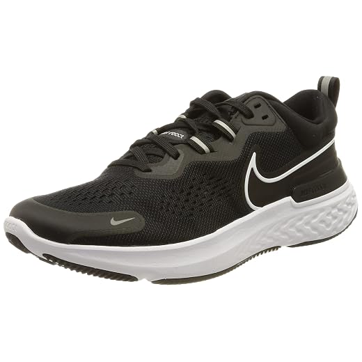 Nike Women's React Miler 2 Shoes, Black/White-Smoke Grey, 8