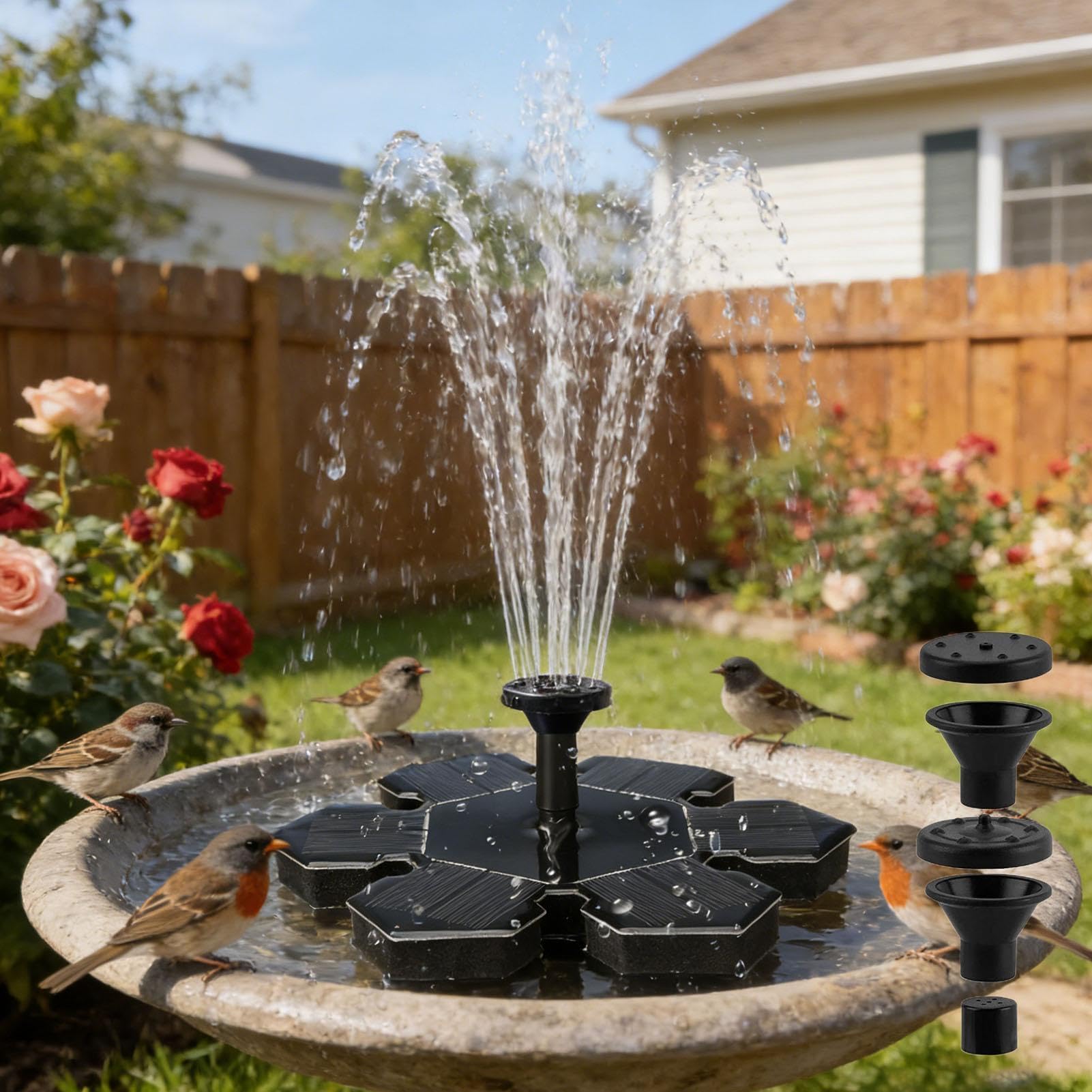 Irrigatore alimentato dal sole - Bacino del santuario aviario, display a cascata sul cortile, idrohub esterno, fauna selvatica, hardware paesaggistico | per portico, patio, terrazza, prato, balcone
