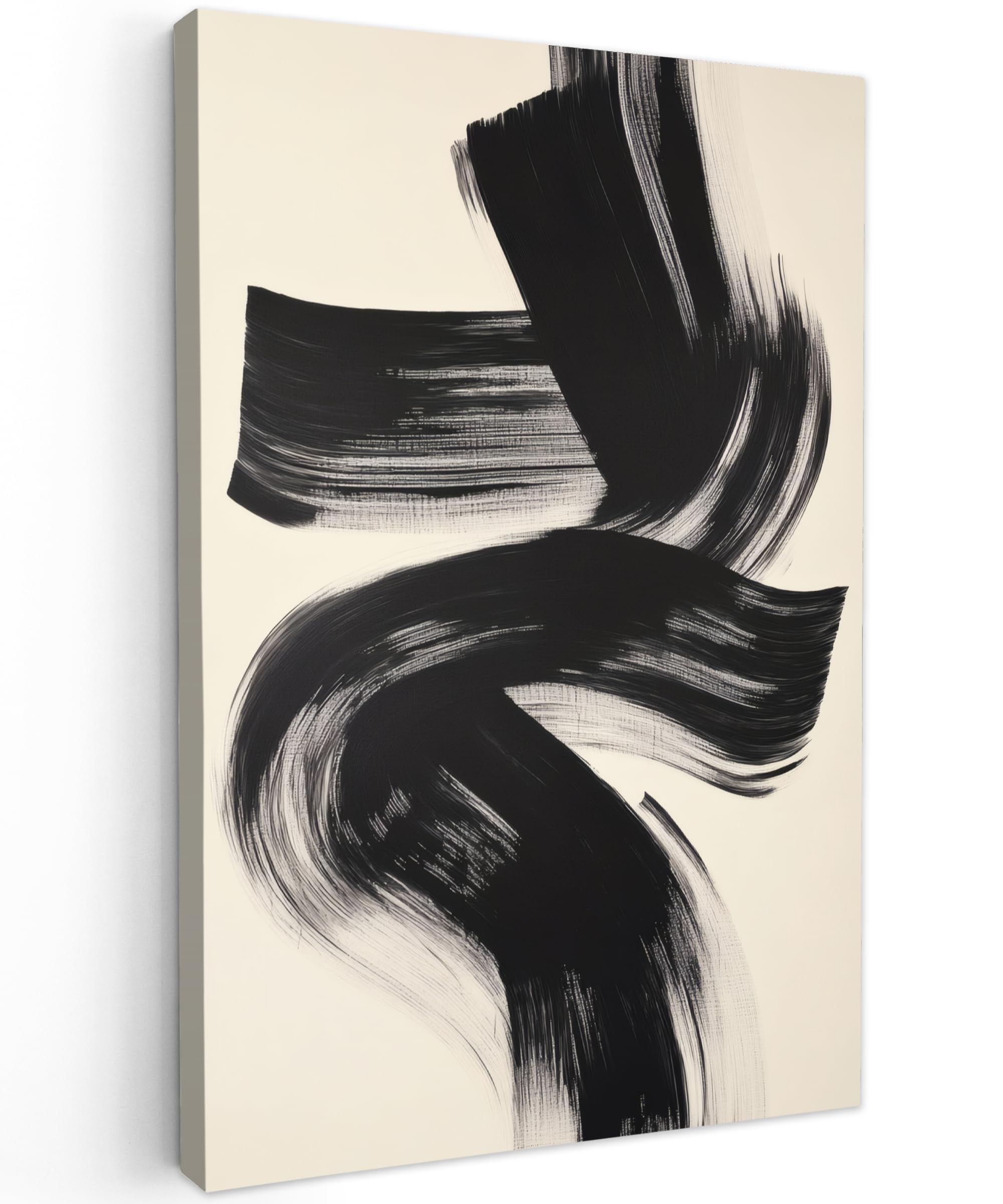 MuchoWow© Canvas Wall Art 8"x12" / 20x30 cm Decor Paintings Prints framed on Canvas Decorations Wallart Stripes - Black - Abstract