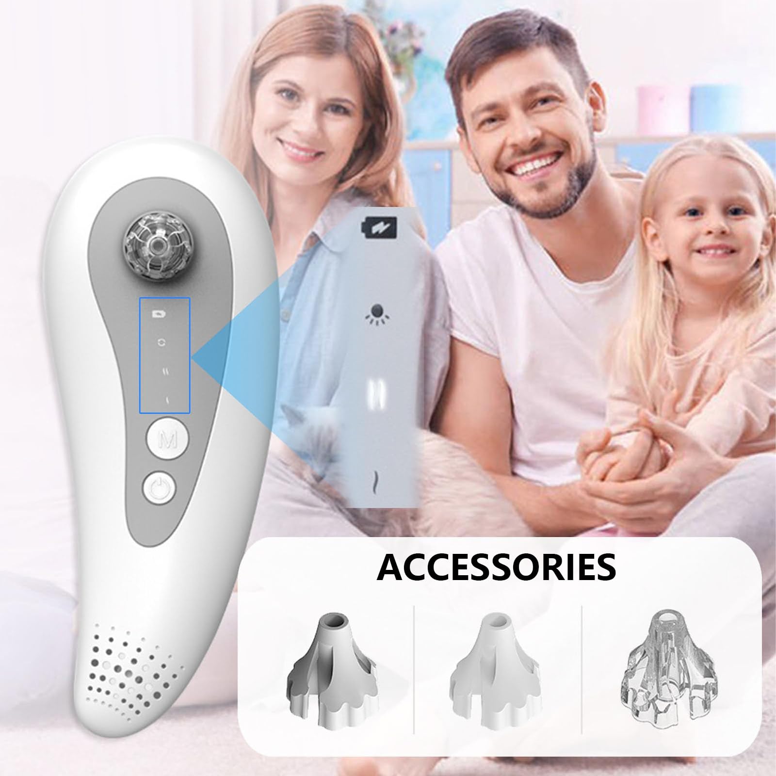 Kit di rimozione della cera per orecchie elettrica, Kit lavaorecchio pulizia, 4 modalità di pressione/ 2 modalità di brezza calda USB Charge Ear Wax Suction Remover Household per la rimozione di