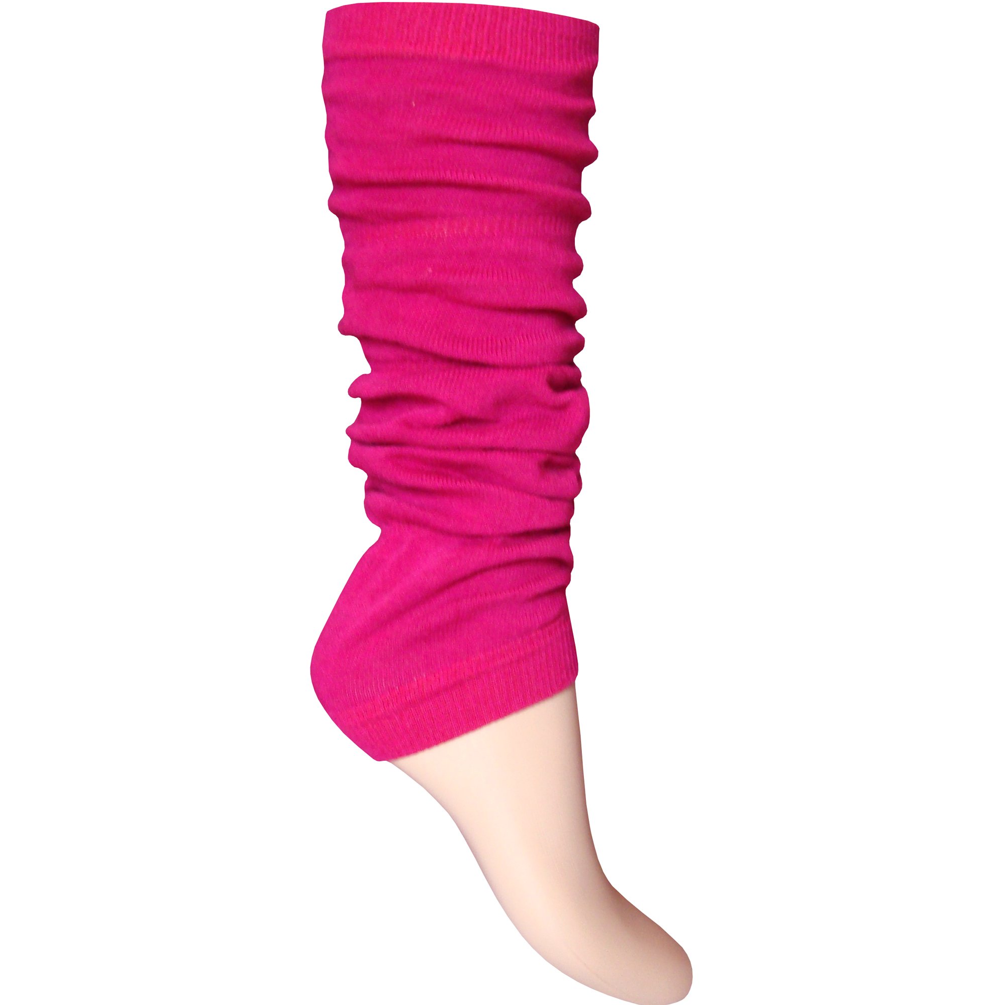 Ladies & Girls Bright Fluorescent Neon Stretch Fit Comfort Ankle Leg Warmers (Raspberry)