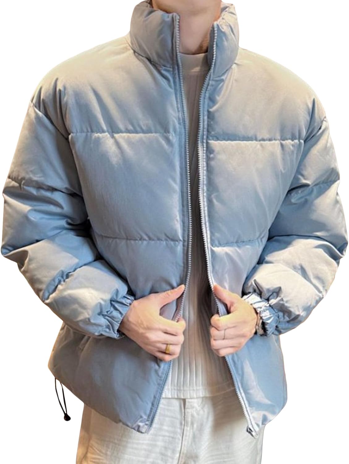 Maiyifu-GJ Men's Winter Jacket Warm Lightweight Puffer Jacket Stand Collar Thicken Quilted Down Coat Windproof Outerwear