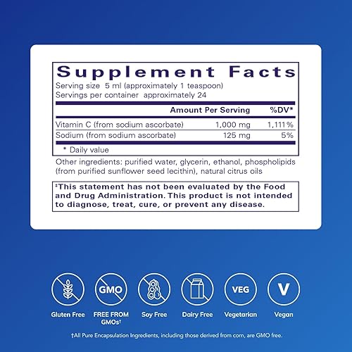 Miniatura 2 de Pure Encapsulations Vitamina C liposomal | Apoyo para la función celular, defensas antioxidantes y salud inmunológica* | 4 onzas líquidas